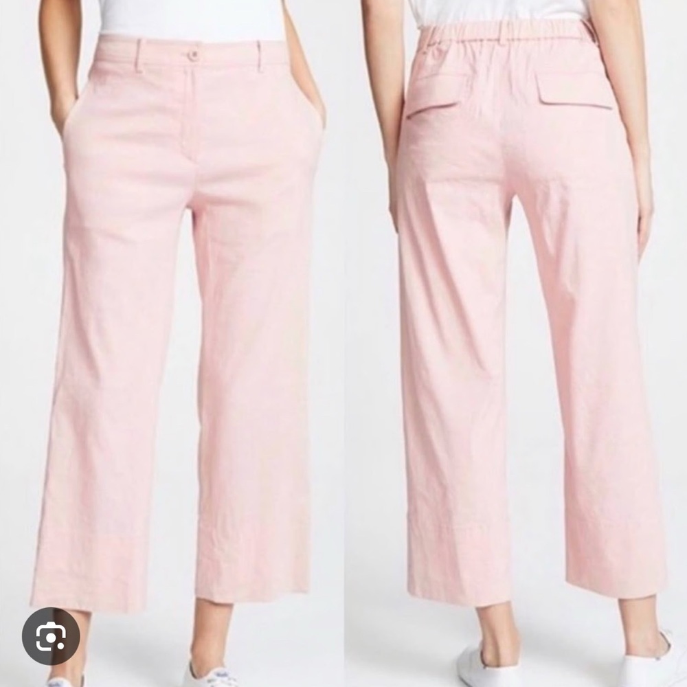 Theory Fluid Pink Ballet Organic Linen Blend Pants Size 6